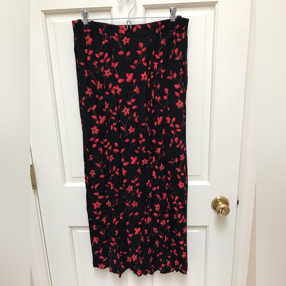 Vintage Black and Red Floral Skirt